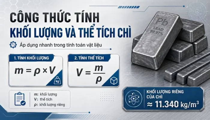 Công thức tính khối lượng và thể tích chì