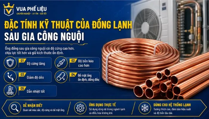 Đặc tính kĩ thuật của đồng lạnh sau gia công nguội