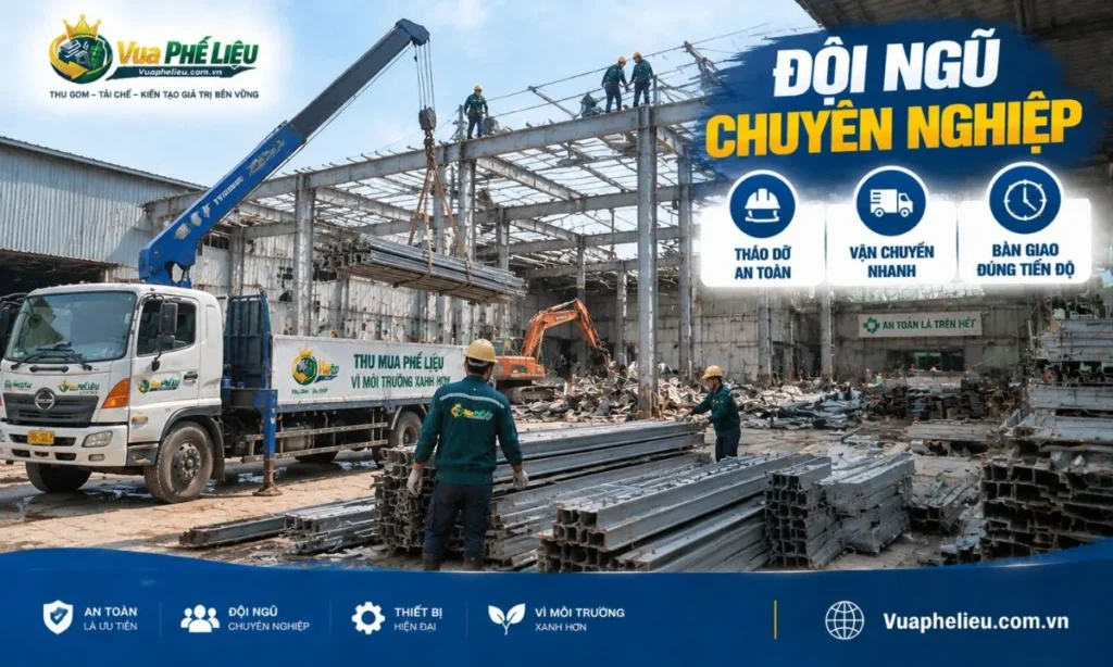 Đội ngũ tháo dỡ nhà xưởng chuyên nghiệp - Vua Phế Liệu