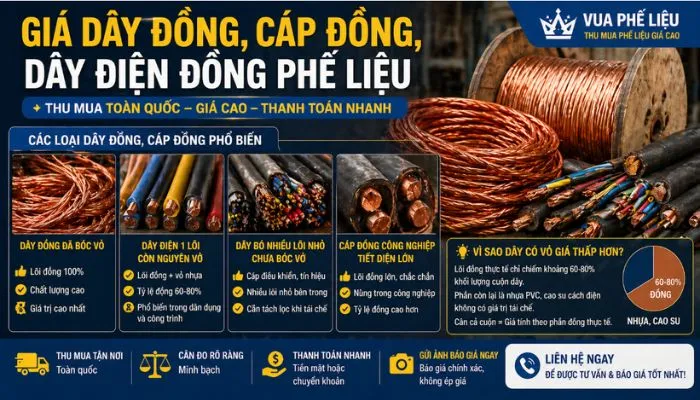 giá dây đồng phế liệu hôm nay