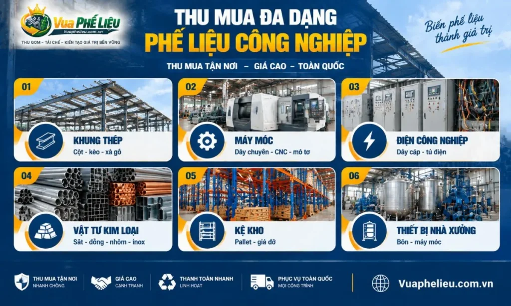 Các hạng mục thu mua trong nhà xưởng cũ