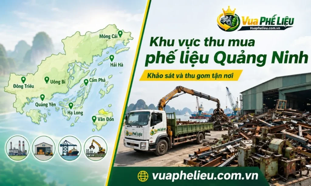 phạm vi khảo sát và thu mua phế liệu của Vua Phế Liệu tại các khu vực thuộc Quảng Ninh.