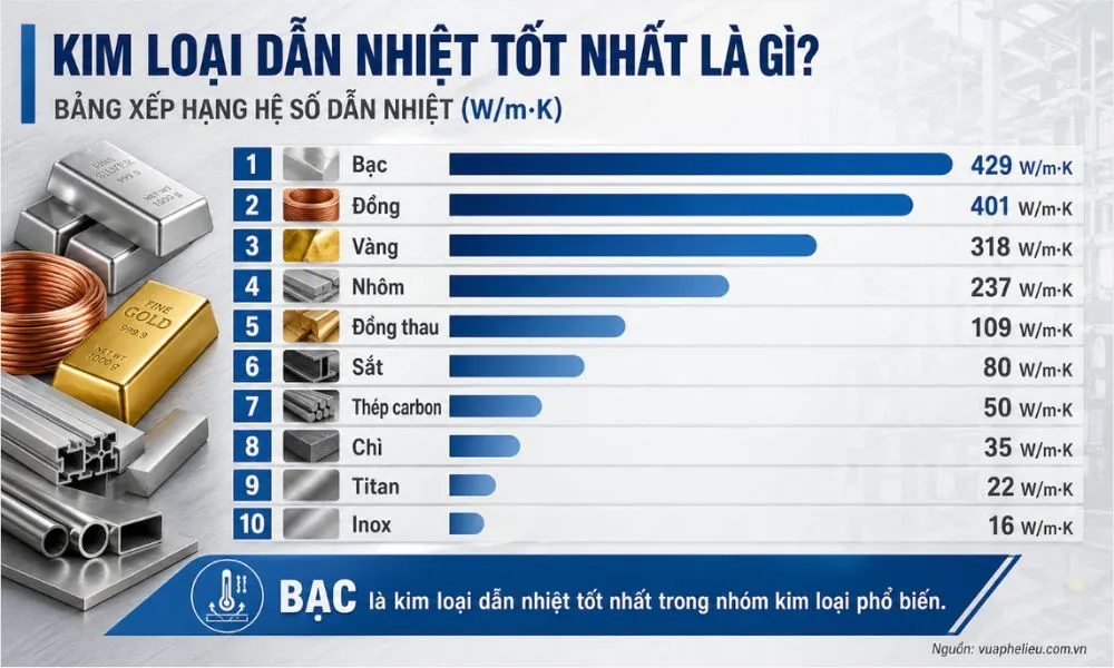 Kim loại dẫn nhiệt tốt nhất