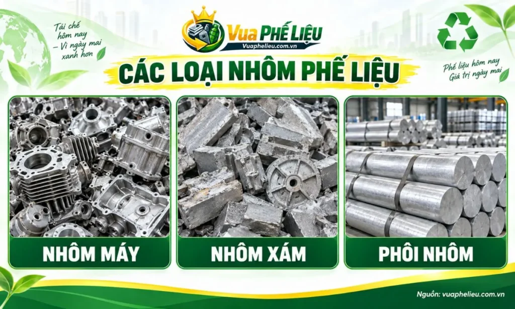 Hình ảnh nhôm máy, nhôm xám và phôi nhôm phế liệu