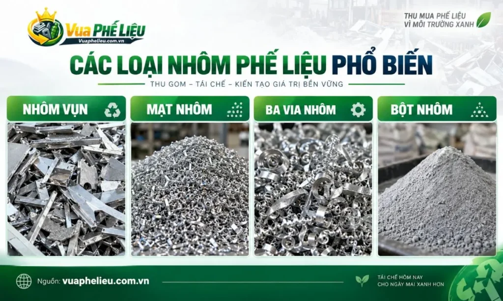 Phân biệt nhôm vụn, mạt nhôm, ba via và bột nhôm phế liệu