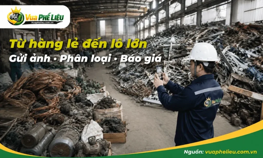 thu mua phế liệu Bắc Ninh từ hàng nhỏ lẻ đến lô lớn, gồm sắt thép, đồng, nhôm, inox, dây điện, pallet, carton, vật tư tồn kho và hàng thanh lý.