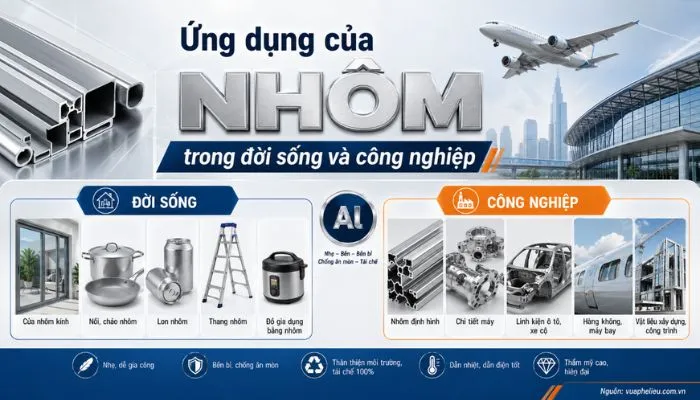 Ứng dụng của nhôm trong sản xuất và công nghiệp