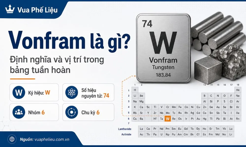 Định nghĩa và vị trí vonfram trong bảng tuần hoàn