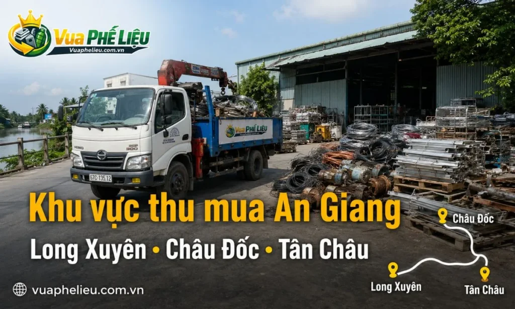 khu vực thu mua phế liệu tại An Giang, hỗ trợ báo giá tại Long Xuyên, Châu Đốc, Tân Châu, Chợ Mới, Châu Thành, Tịnh Biên, An Phú, Thoại Sơn, Tri Tôn, Châu Phú và Phú Tân.