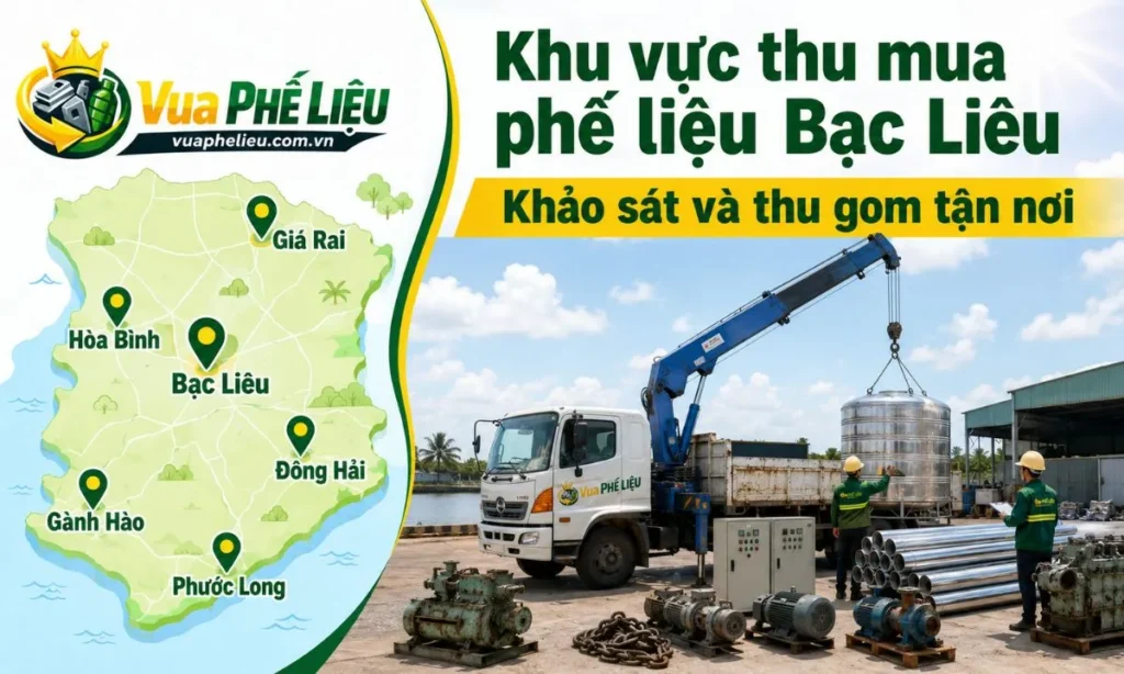 phạm vi khảo sát và thu gom phế liệu tại khu vực Bạc Liêu, Giá Rai, Hòa Bình, Đông Hải và các địa bàn lân cận.