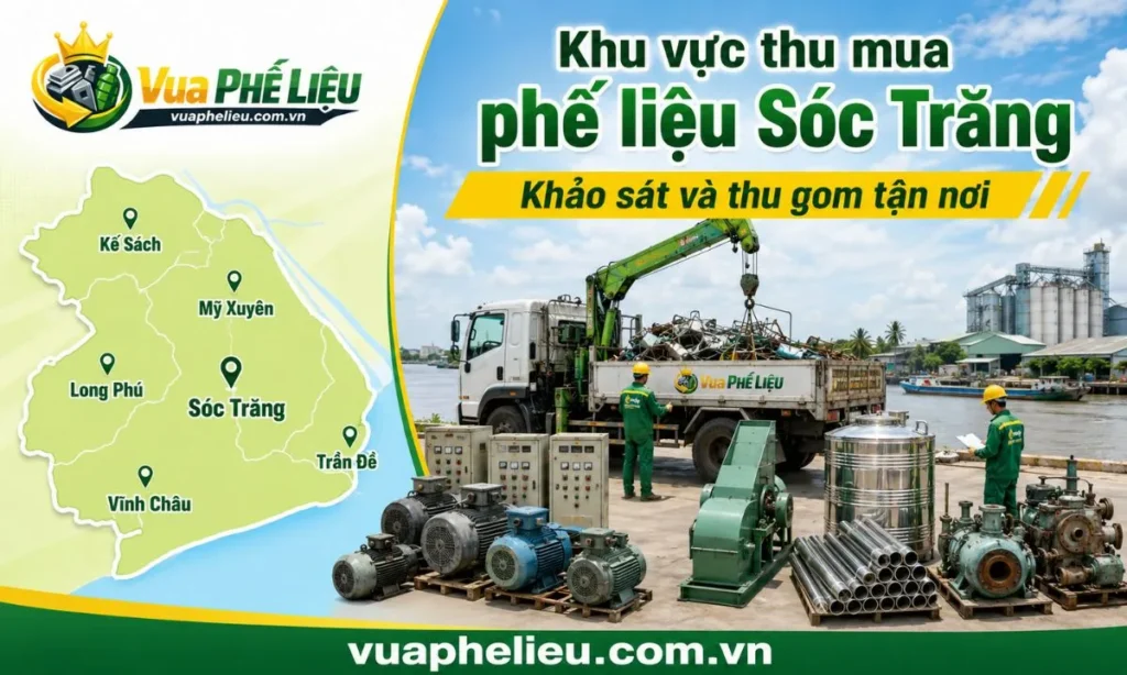 phạm vi khảo sát và thu gom phế liệu tại khu vực Sóc Trăng, Mỹ Xuyên, Long Phú, Trần Đề và Vĩnh Châu.