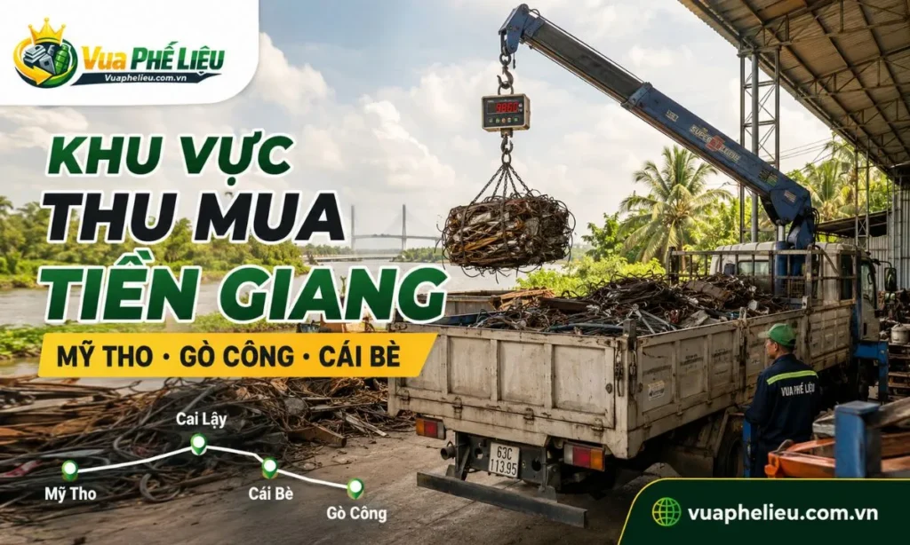 tuyến thu mua phế liệu tại Tiền Giang, hỗ trợ báo giá tại Mỹ Tho, Gò Công, Cai Lậy, Cái Bè, Chợ Gạo, Châu Thành, Tân Phước, Gò Công Đông, Gò Công Tây và Tân Phú Đông.