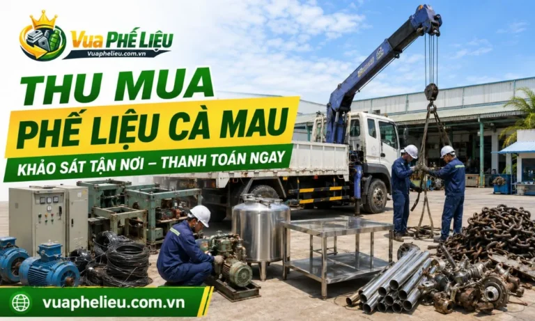 dịch vụ thu mua phế liệu Cà Mau tận nơi, nhận sắt thép, đồng, inox, motor, thiết bị thủy sản, kho lạnh và máy tàu cũ.