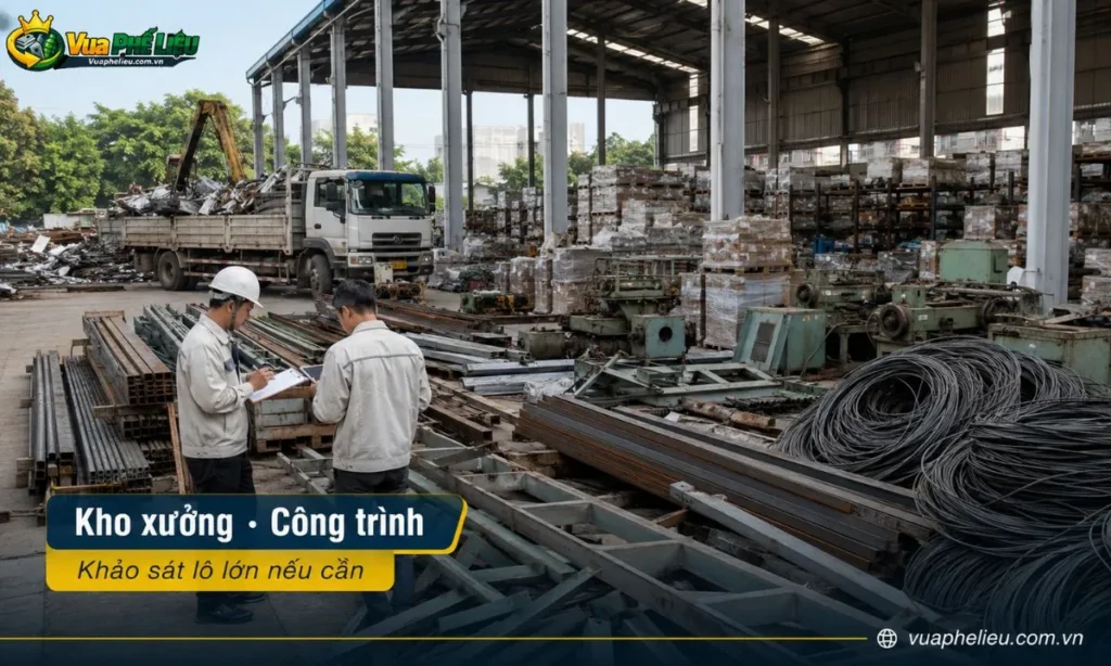 dịch vụ thu mua phế liệu kho xưởng, công trình, khung kèo, máy móc cũ và vật tư thanh lý tại Hà Tĩnh.