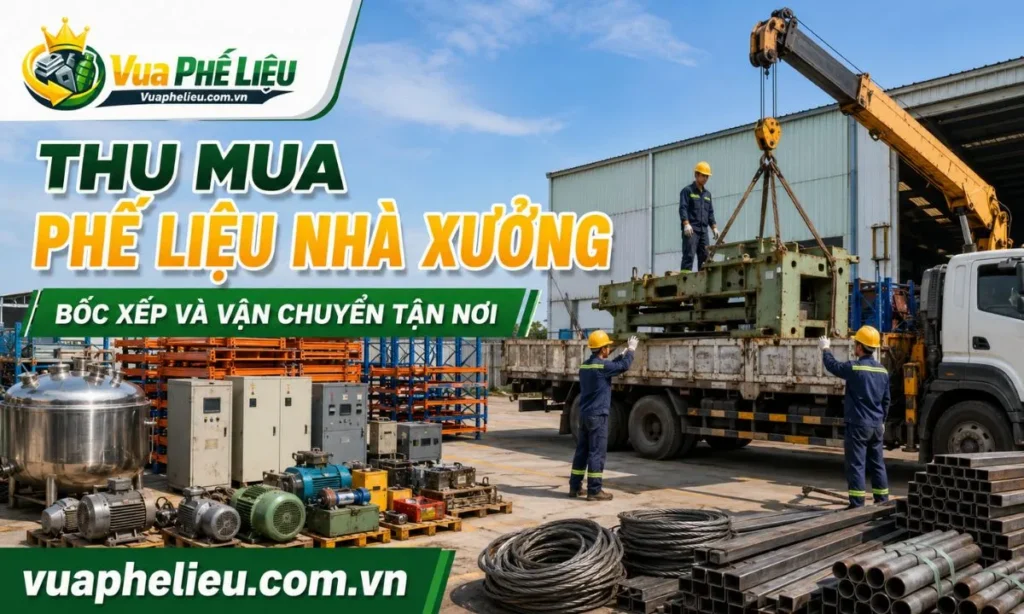 thu gom sắt máy, motor, tủ điện, đường ống, bồn inox và thiết bị sản xuất tại nhà xưởng ở Cà Mau.