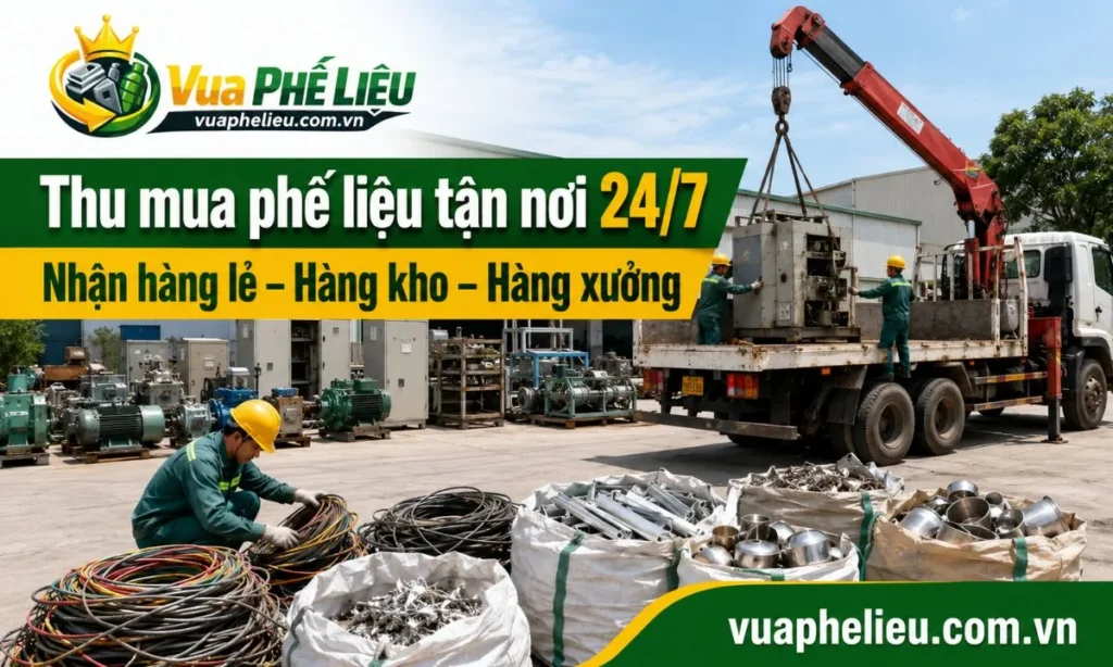 Vua Phế Liệu thu mua phế liệu tận nơi tại Bạc Liêu cho nhà dân, cửa hàng, kho bãi, công trình và nhà xưởng.