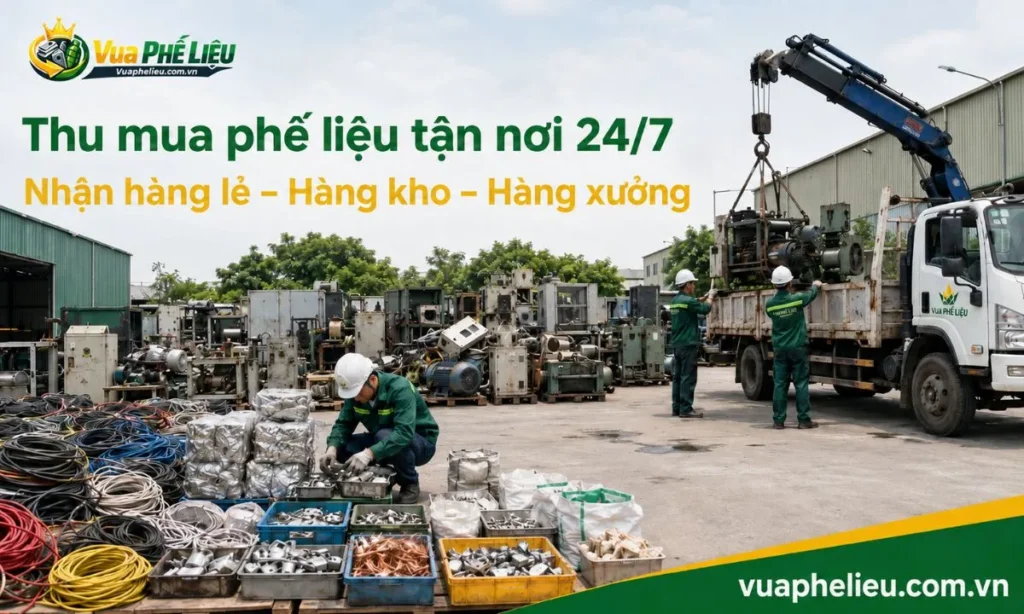 Vua Phế Liệu tiếp nhận phế liệu tận nơi tại Cà Mau cho nhà dân, cửa hàng, công trình, kho bãi và nhà xưởng.