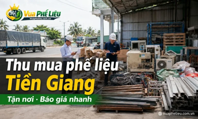 dịch vụ thu mua phế liệu Tiền Giang của Vua Phế Liệu, nhận báo giá sắt, đồng, nhôm, inox, dây điện, nhựa, giấy, máy móc cũ, phế liệu công trình, kho bãi và nhà xưởng.