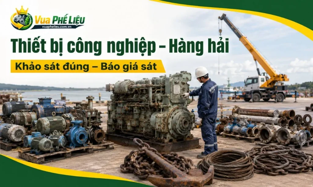 kiểm tra máy tàu, motor, đường ống, van công nghiệp, xích neo và thiết bị hàng hải trước khi báo giá.