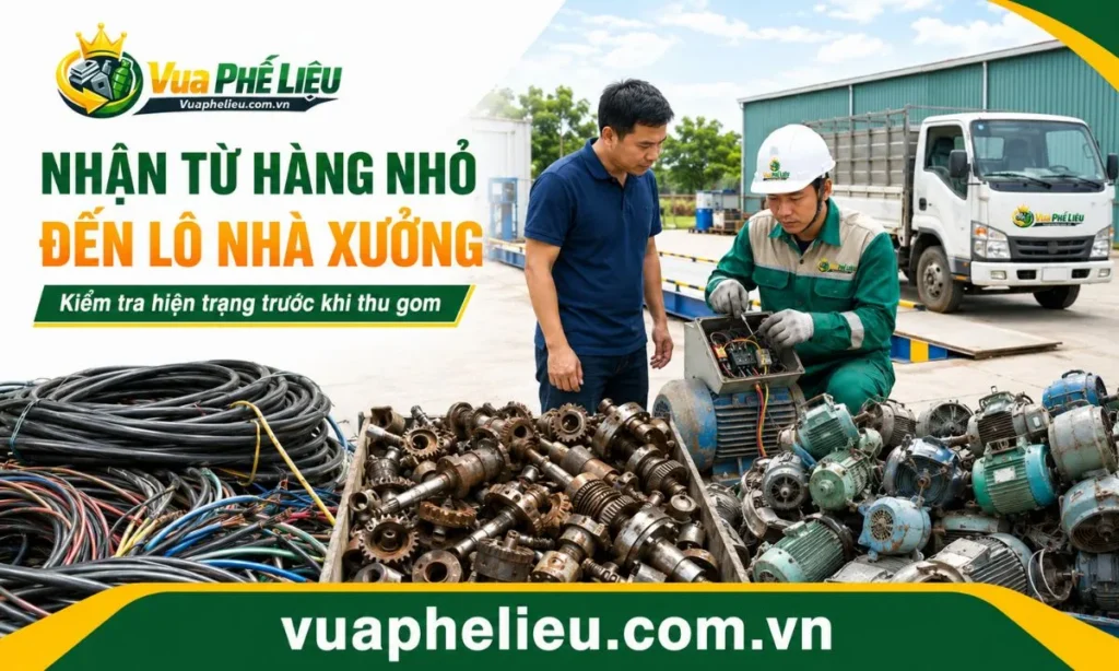Nhân viên kiểm tra phế liệu tận nơi tại kho và nhà xưởng ở Mê Linh