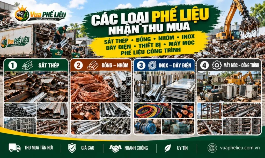 Các loại phế liệu sắt, đồng, nhôm, inox và dây điện thu mua tại Hà Đông