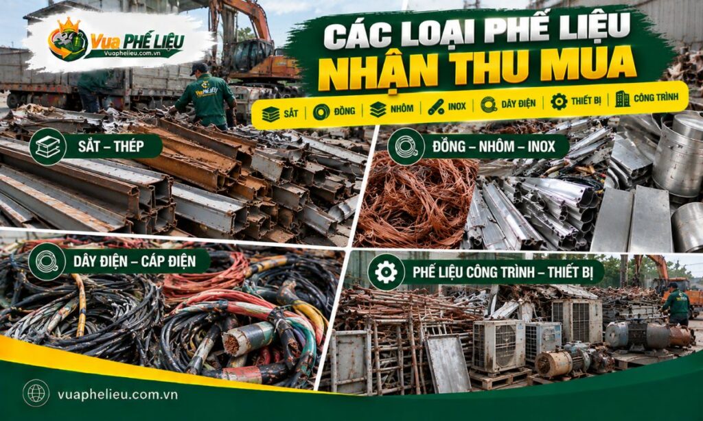 Các loại phế liệu gồm sắt, đồng, nhôm, inox và dây điện được thu mua tại Nam Từ Liêm