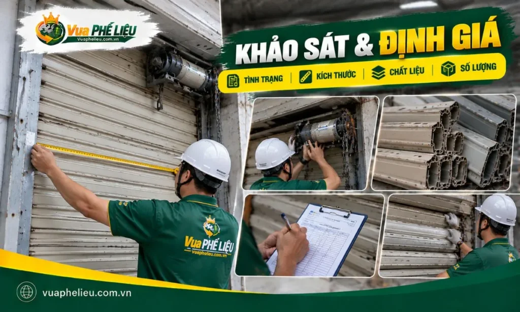 Khảo sát tình trạng và định giá cửa cuốn cũ trước khi thu mua
