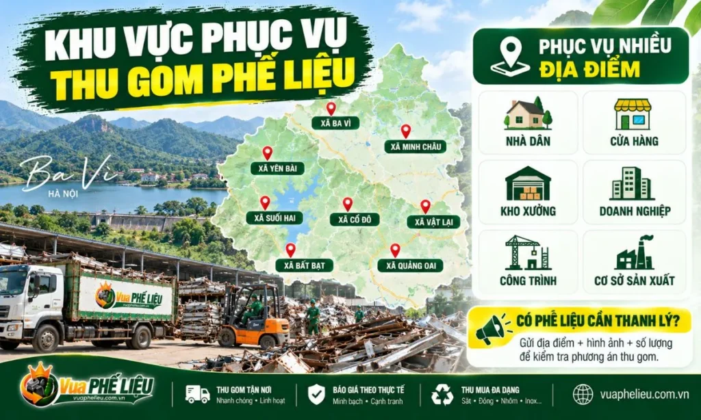Các khu vực và địa điểm Vua Phế Liệu phục vụ thu gom tại Ba Vì