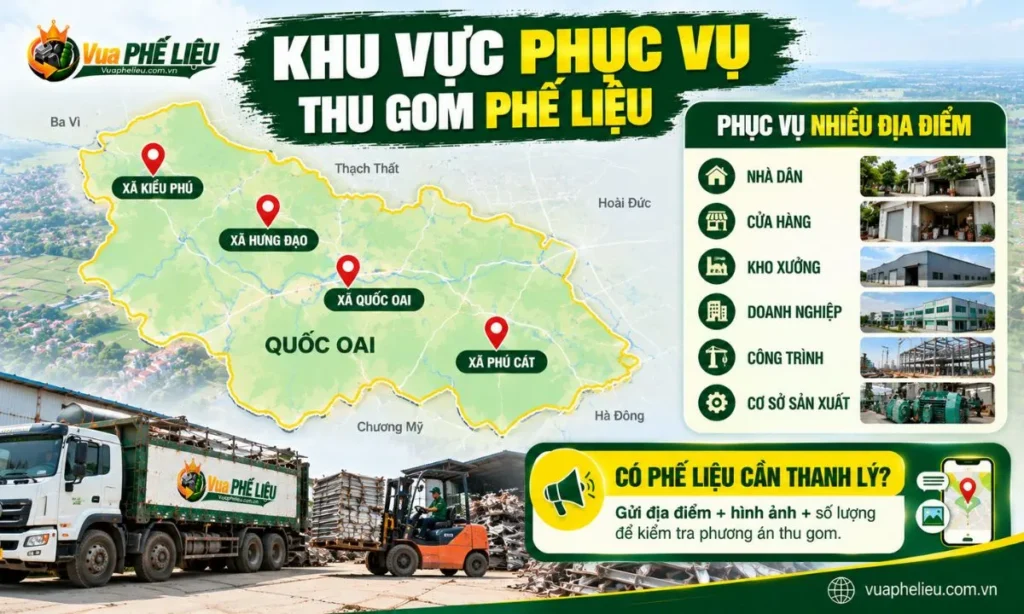 Các khu vực và địa điểm Vua Phế Liệu phục vụ thu gom tại Quốc Oai