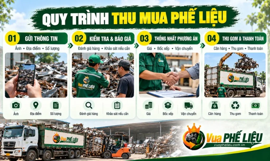 Quy trình gửi thông tin kiểm tra báo giá thu gom và thanh toán phế liệu