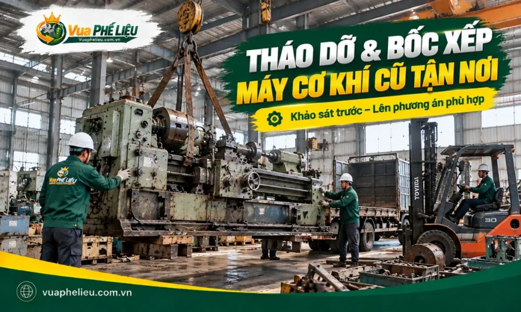 Tháo dỡ và bốc xếp máy cơ khí cũ tại nhà xưởng