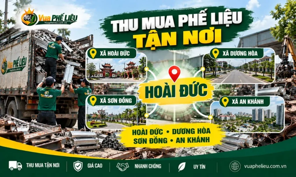 Thu mua phế liệu tận nơi tại các xã Hoài Đức, Dương Hòa, Sơn Đồng và An Khánh