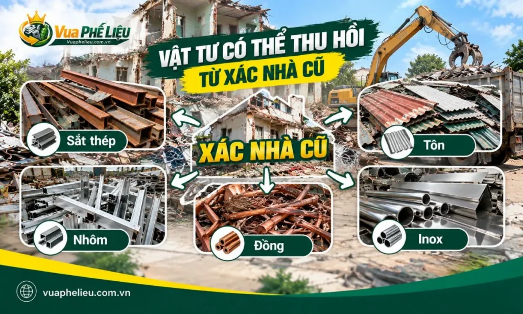 Các vật tư có giá trị thu hồi trong xác nhà cũ