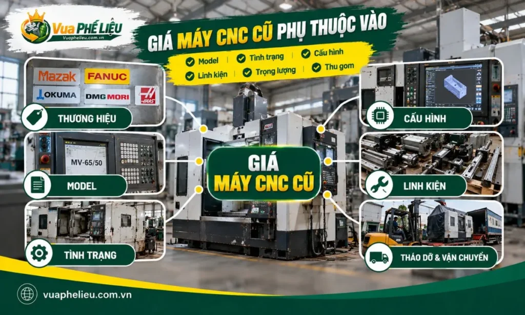 Yếu tố ảnh hưởng đến giá máy CNC cũ